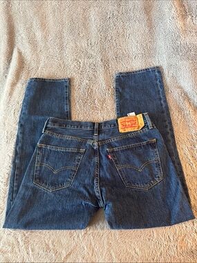 Levi's Dark Blue Straight Jeans with Tan Patch
